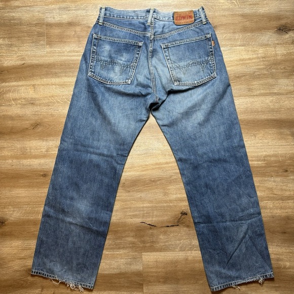 Edwin 505X Selvedge Jeans Men 30x29 Blue Relaxed Straight Baggy Japan Faded Y2K - Picture 2 of 13
